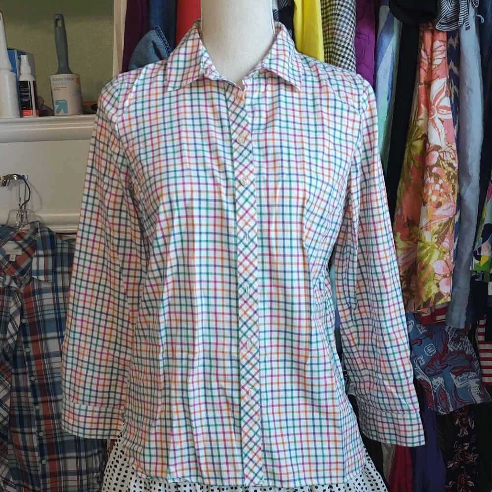 Talbots Multicolor Plaid Button Down Shirt